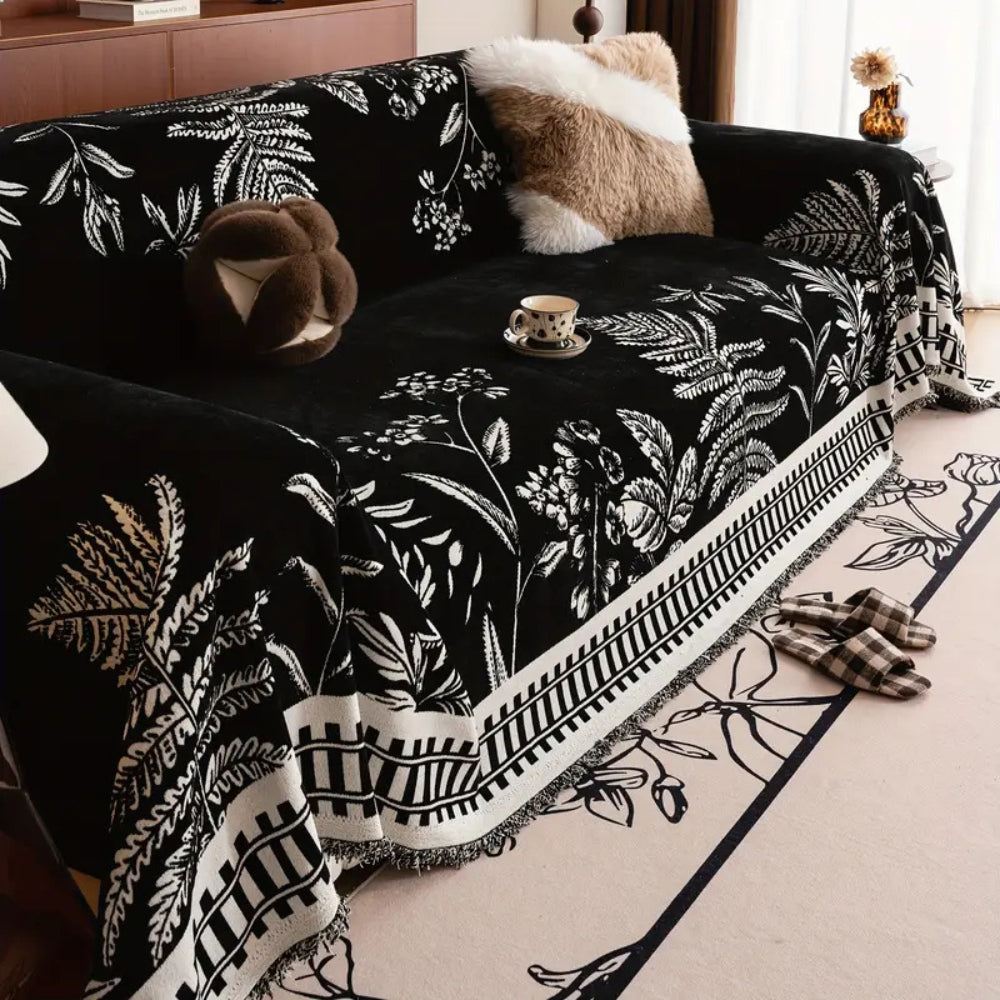 Blätter Floral Chenille Sofaüberwurf