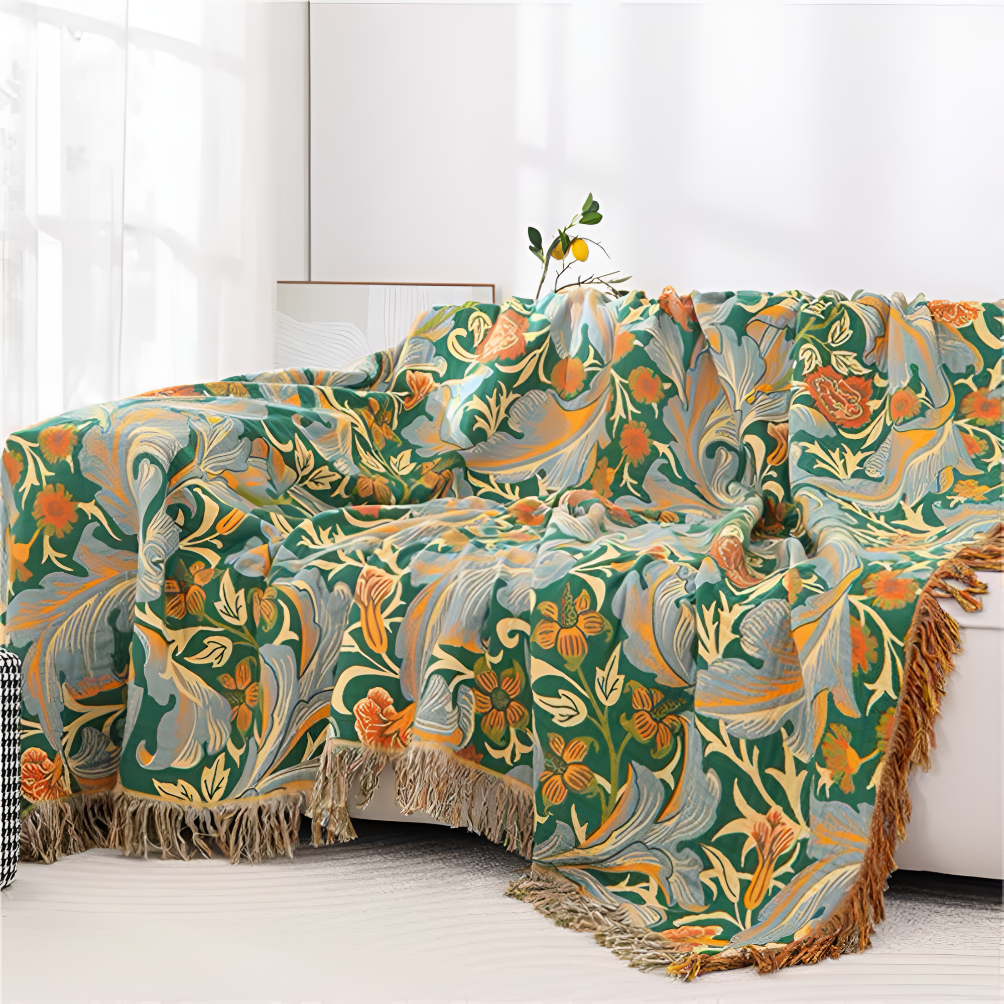 Vintage Blumen Tapisserie Decke