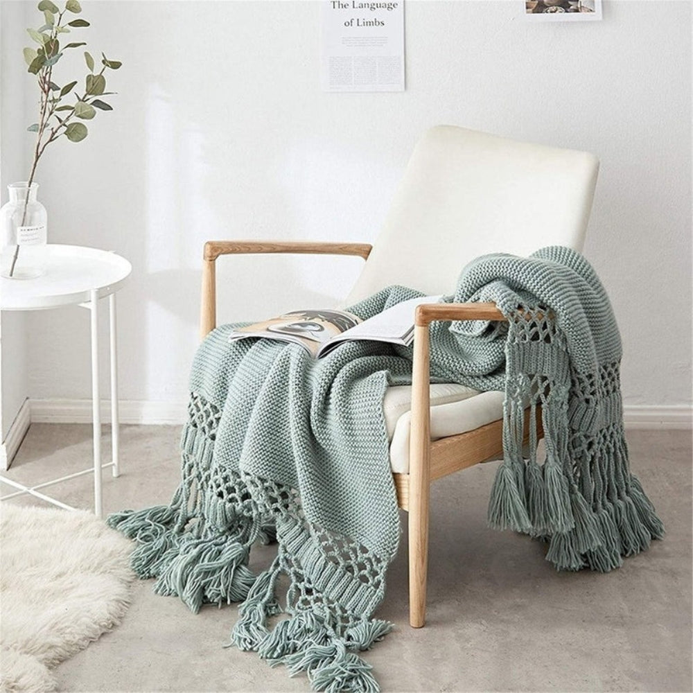 Gemütliche Strickgewebte Quasten-Decke