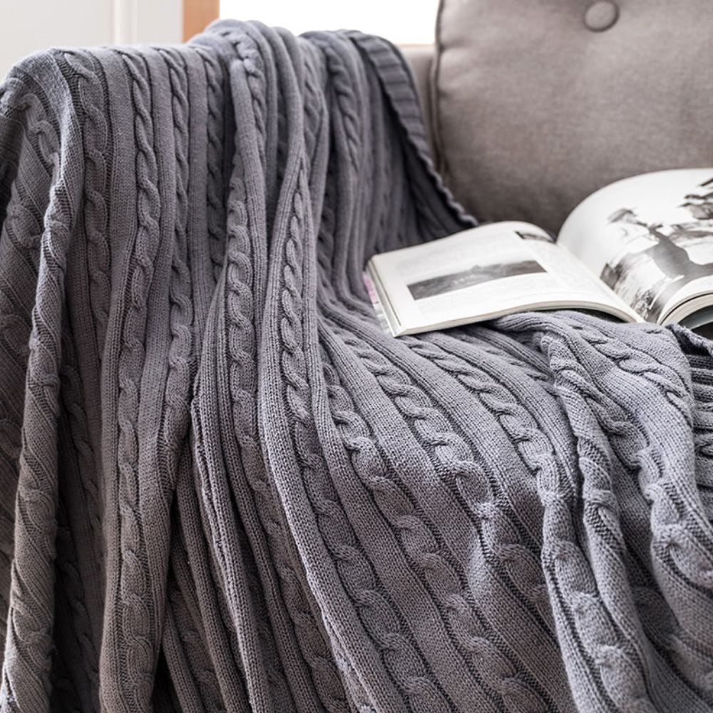 Geflochtene Strickbaumwoll-Decke