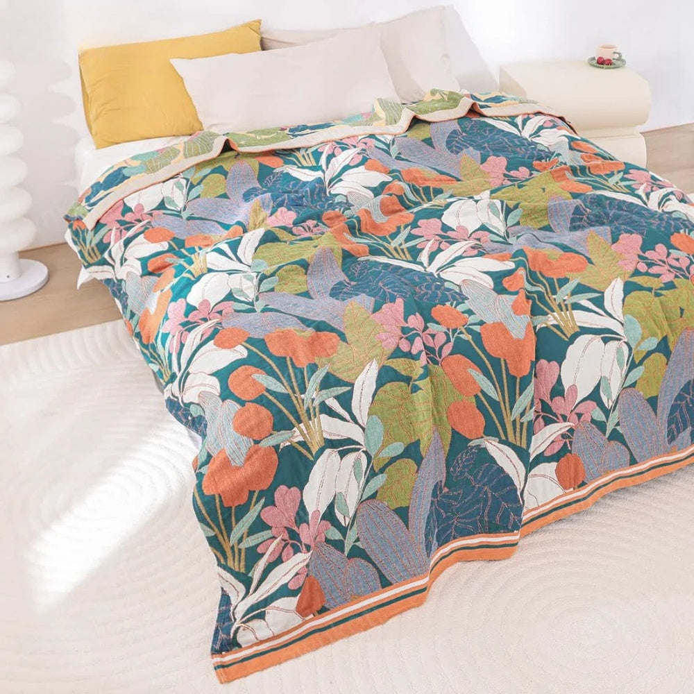 Garten-inspirierte Baumwoll-Gaze-Decke