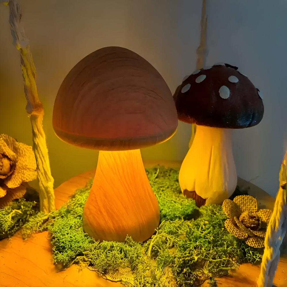 Holz-Pilzlampe