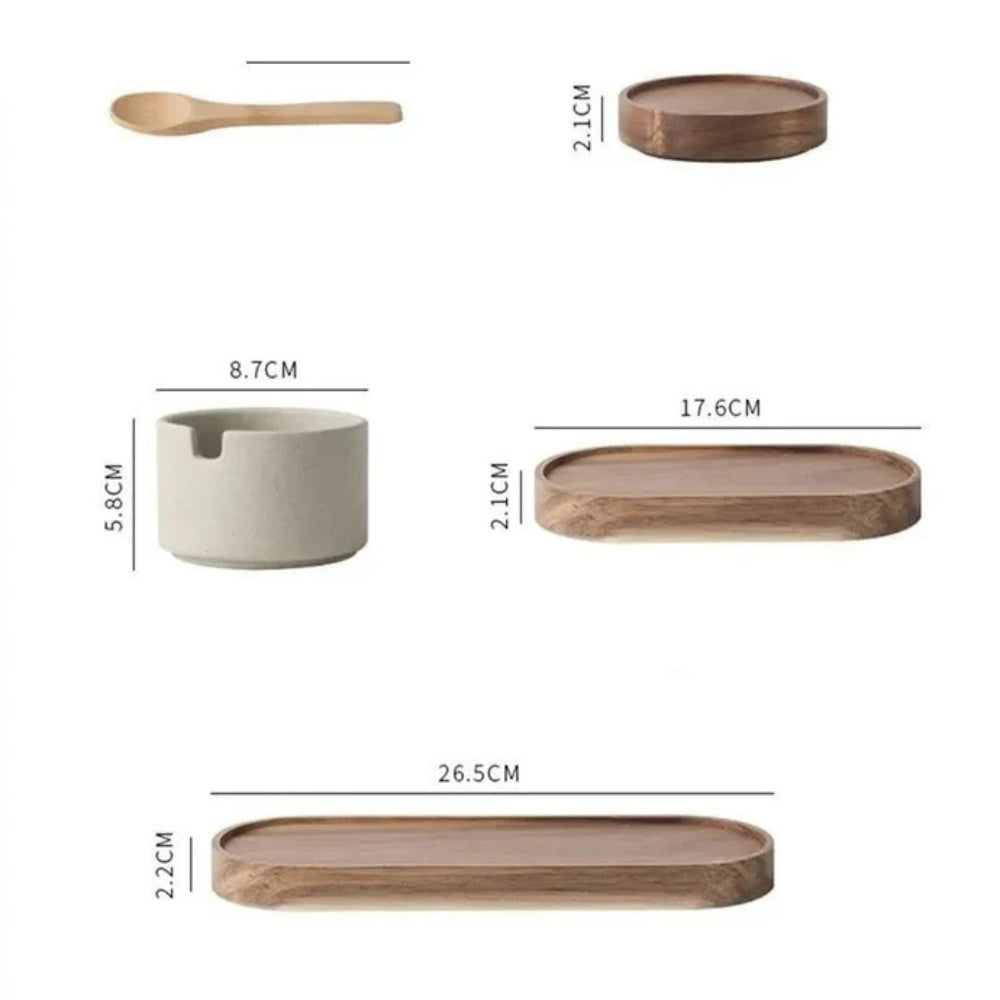 Rustikale Keramik-Gewürzglas-Set