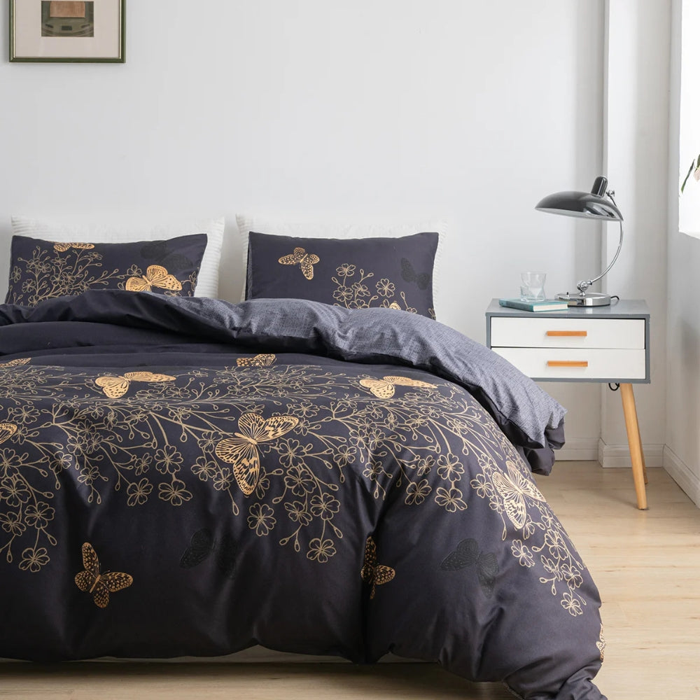 Valora Midnight Butterfly Bettbezug | 3-teiliges Set
