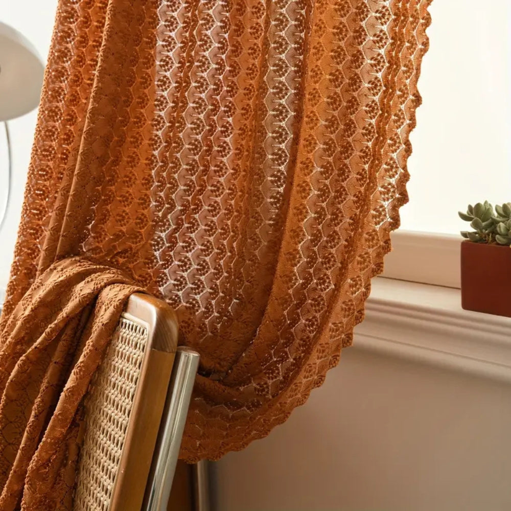 Amber Glow Boho Häkelvorhang