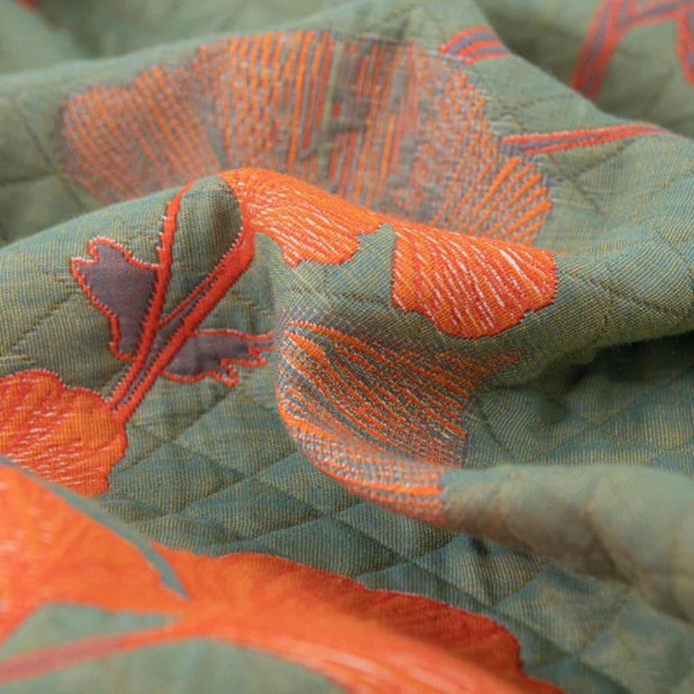 Ginkgo Orange Blatt Floral Muster Tagesdecke