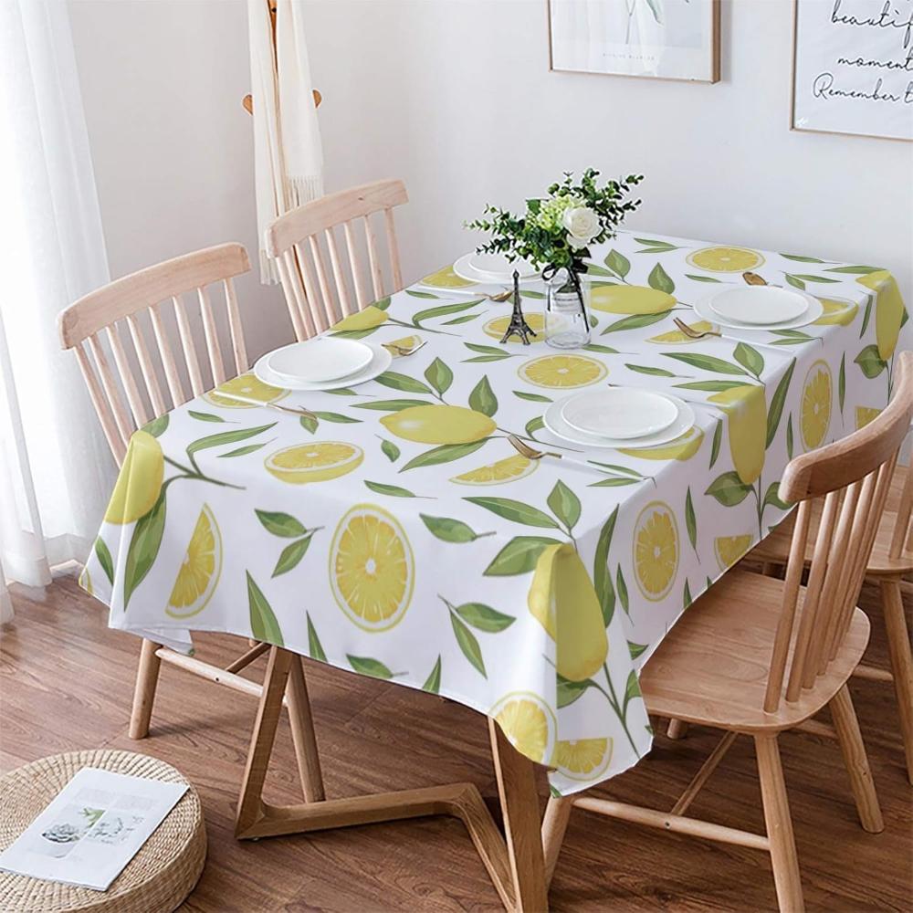 Tischdecke mit Zitronenblättern