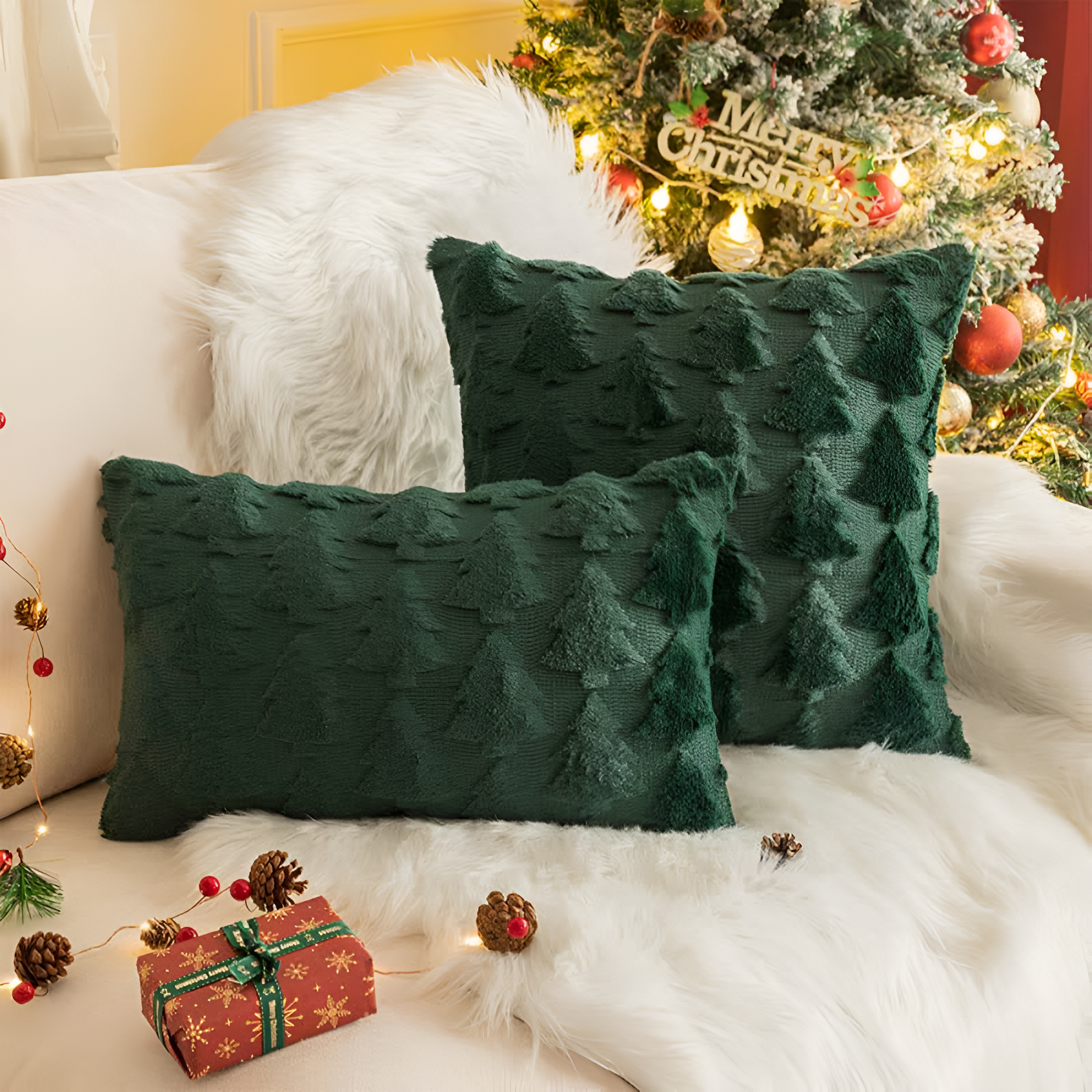 Plüsch Weihnachtsbaum Flauschige Kissenbezüge