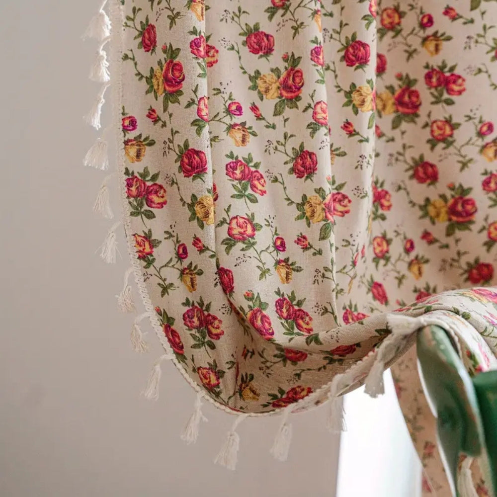 Florale Quastenweiche Baumwollvorhänge
