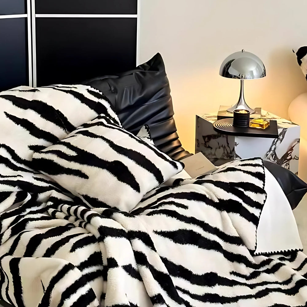 Zebra Druck Luxe Kunstfell Decke