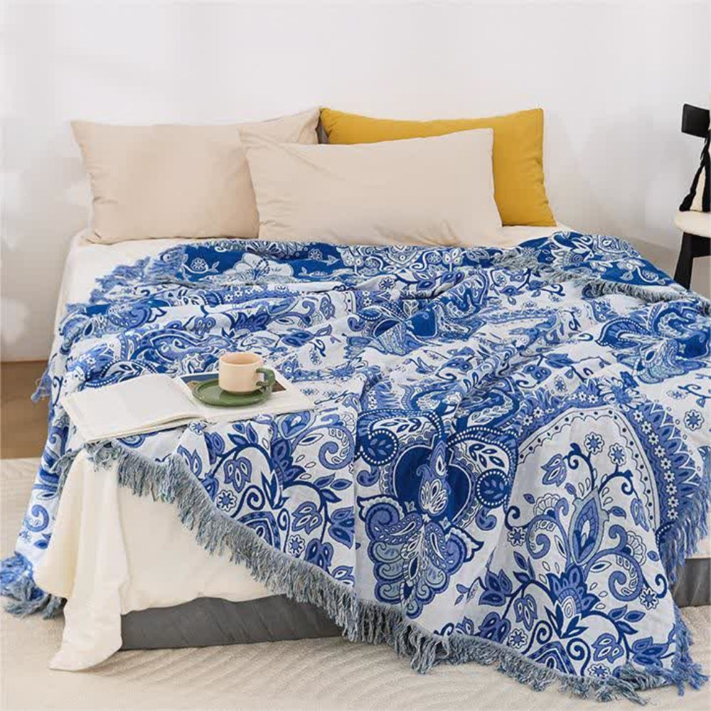 Paisley Traum Baumwoll Quasten Decke
