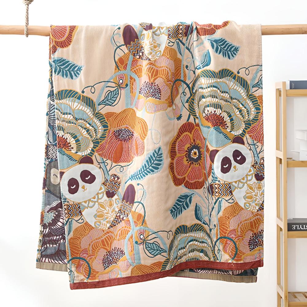 Floral Panda Badetuch