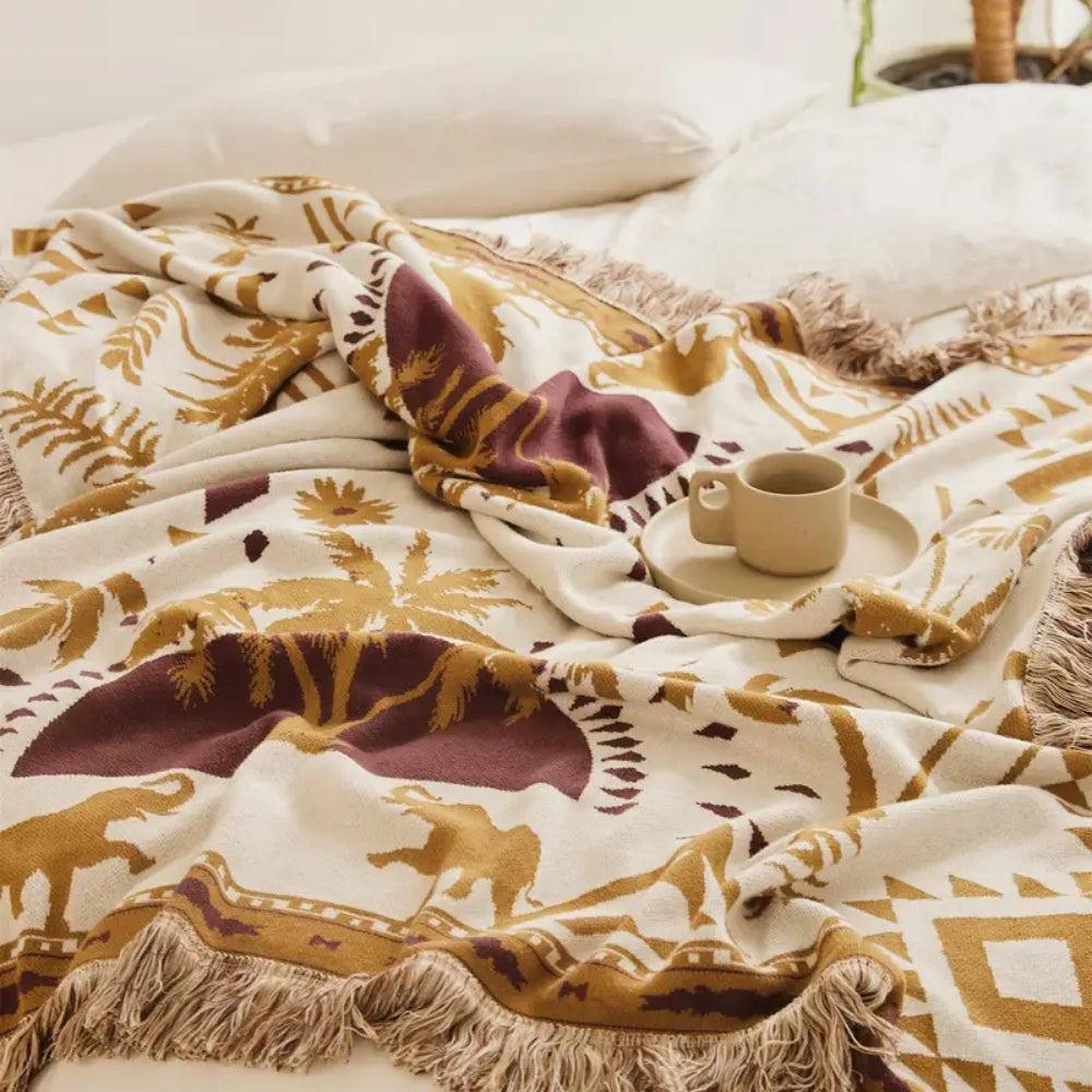Azura Boho Geometrische Strickdecke