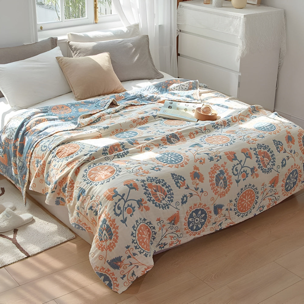Rustikale Blumen Baumwolle Wendeblanket