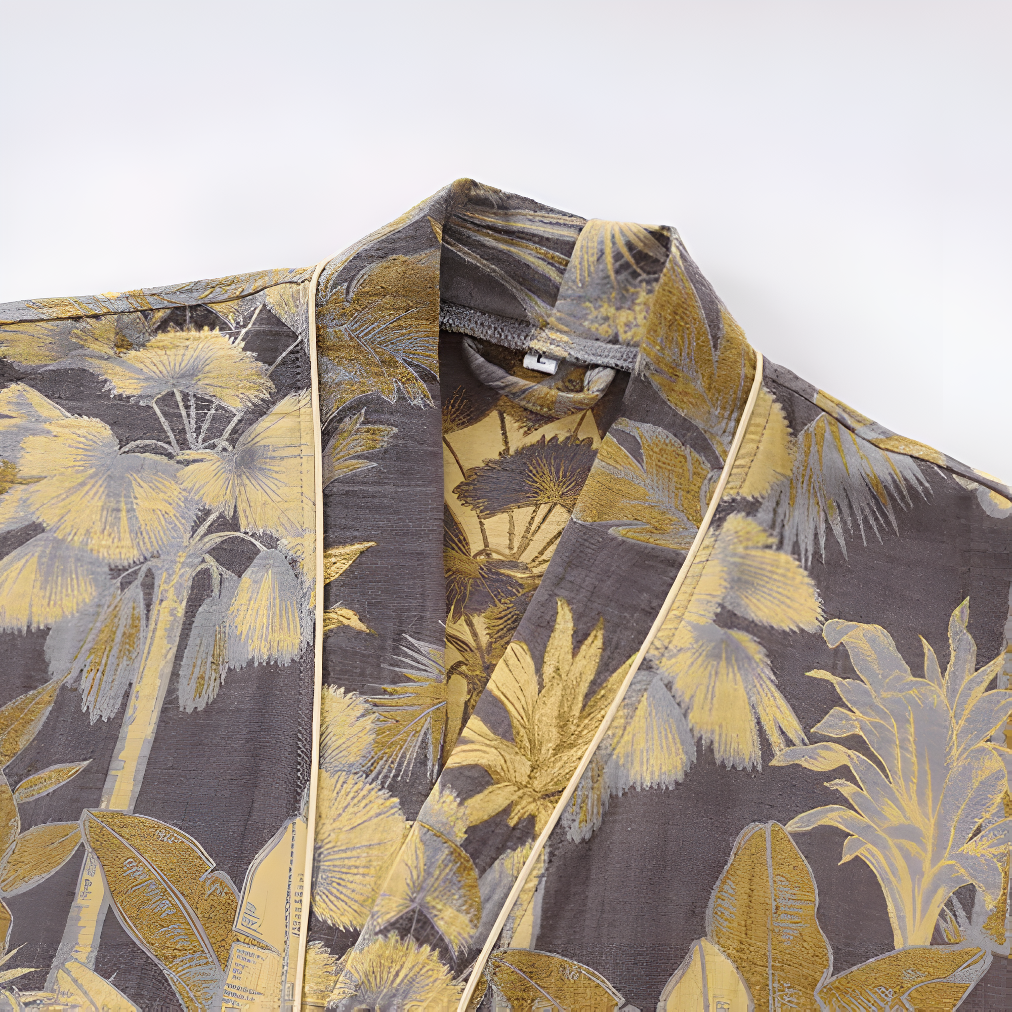 Eleganter Kimono-Bademantel mit Blattdruck
