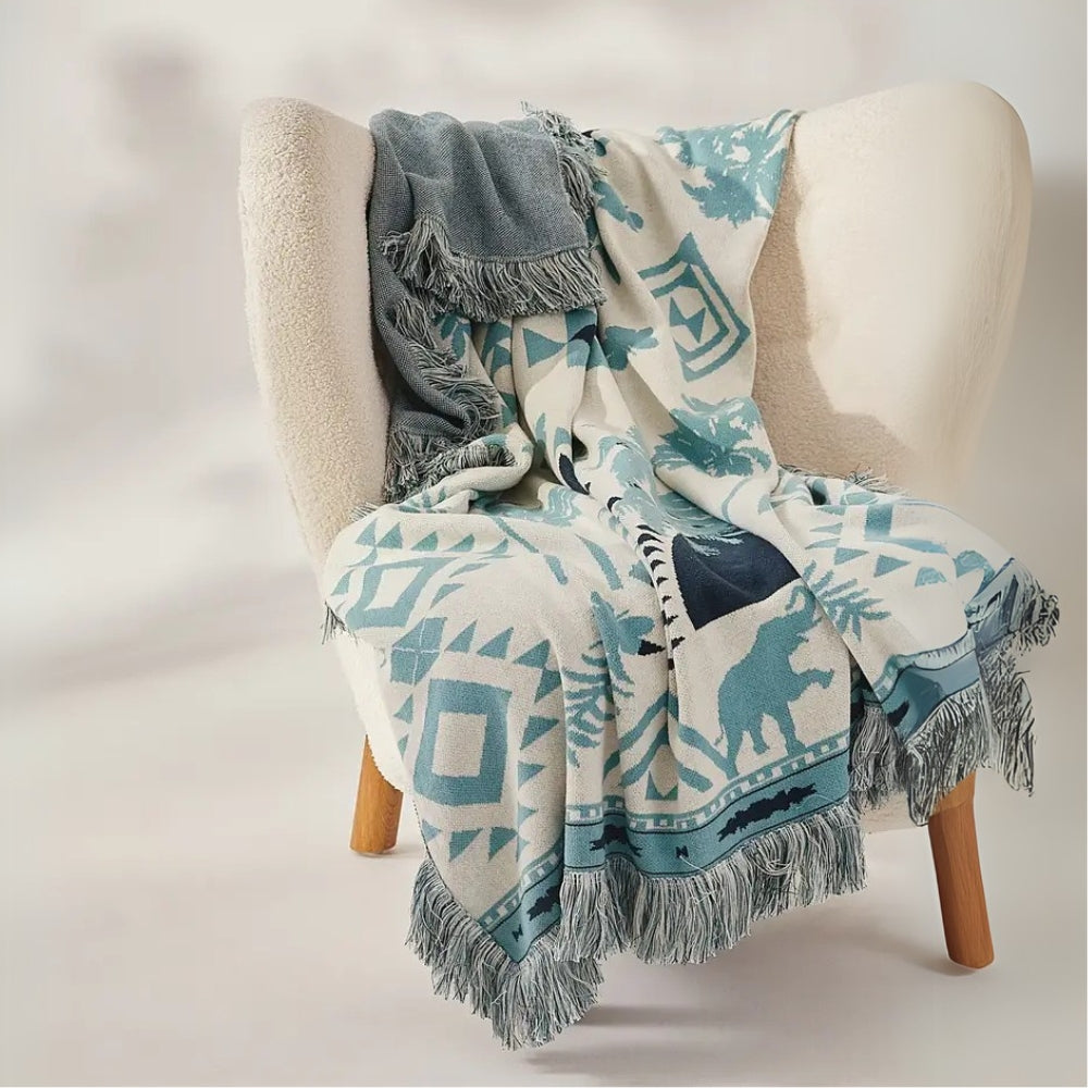 Azura Boho Geometrische Strickdecke
