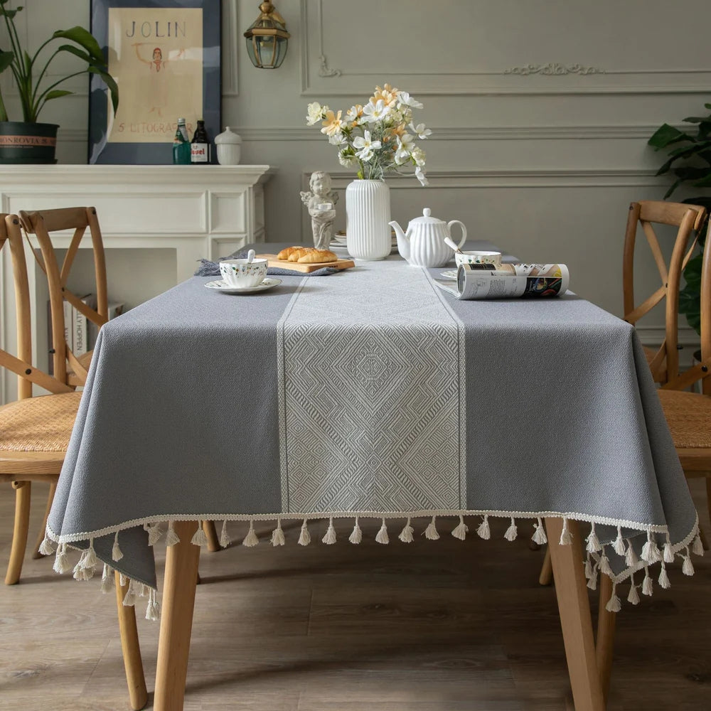 Glisstra Geometrische Quasten-Tischdecke