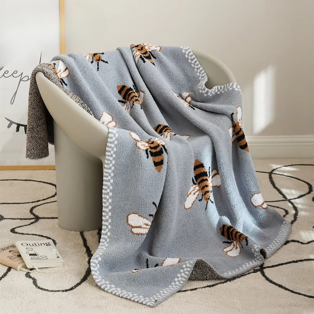 Fuzzy Bee Muster Wurfdecke
