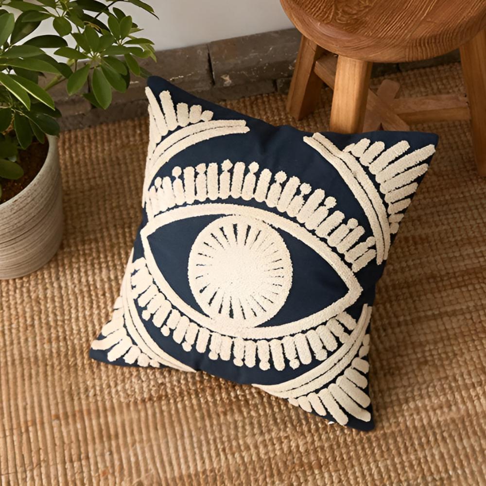 Boho Eye Bestickter Kissenbezug