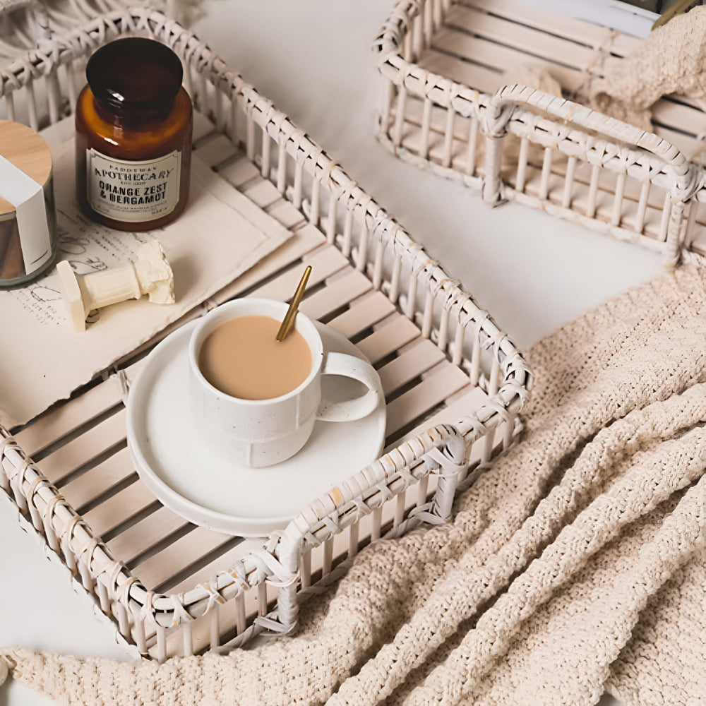 Rustikales Geflecht Rattan Tablett