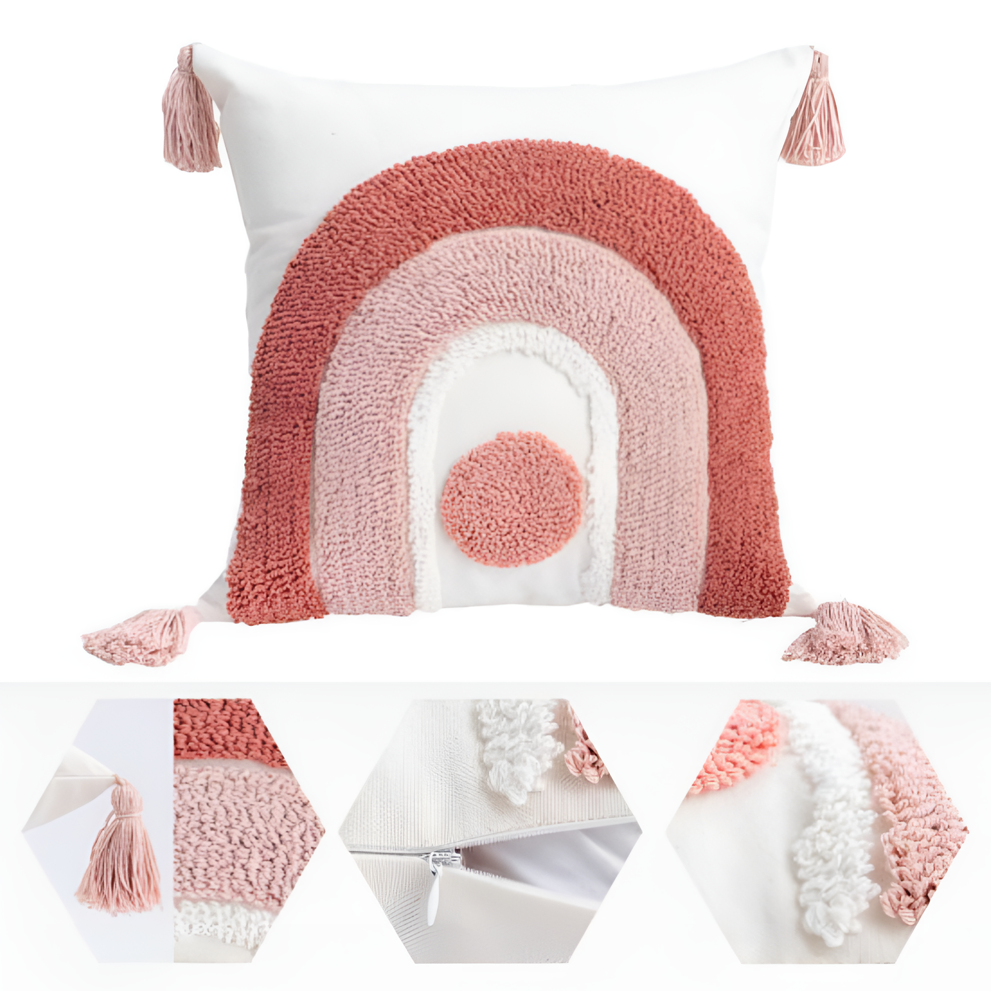 Gepolsterter Bestickter Boho Kissenbezug