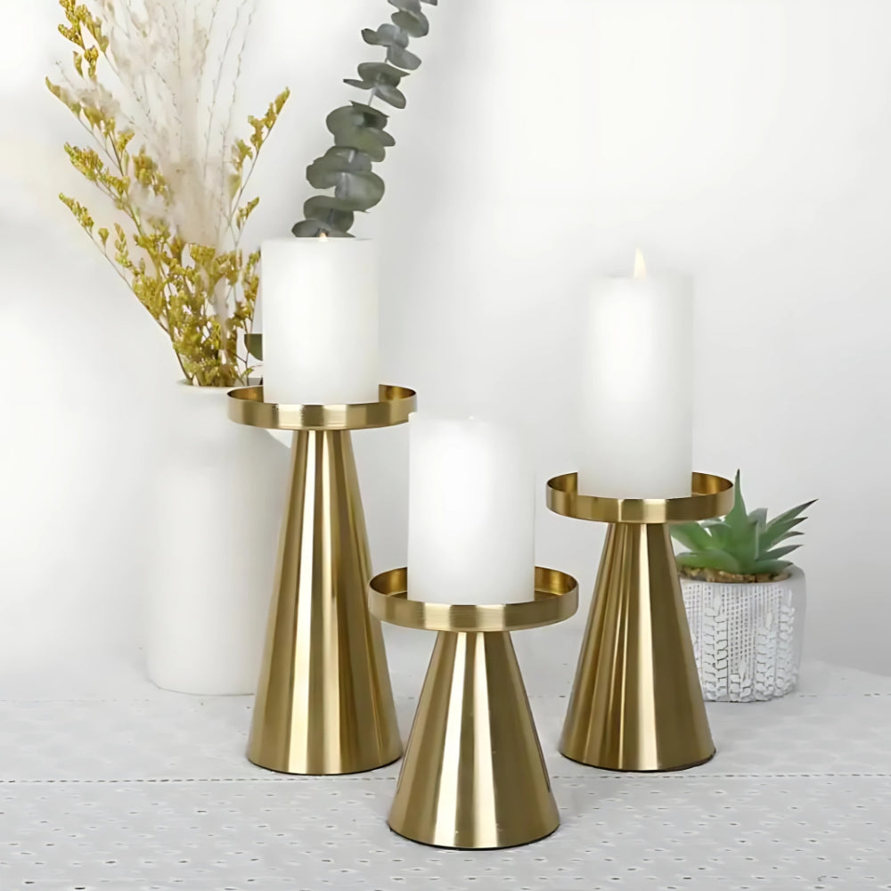 Elegante Messingkerzenhalter | Set von 3