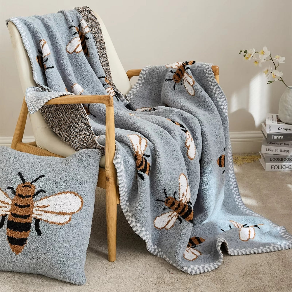 Fuzzy Bee Muster Wurfdecke