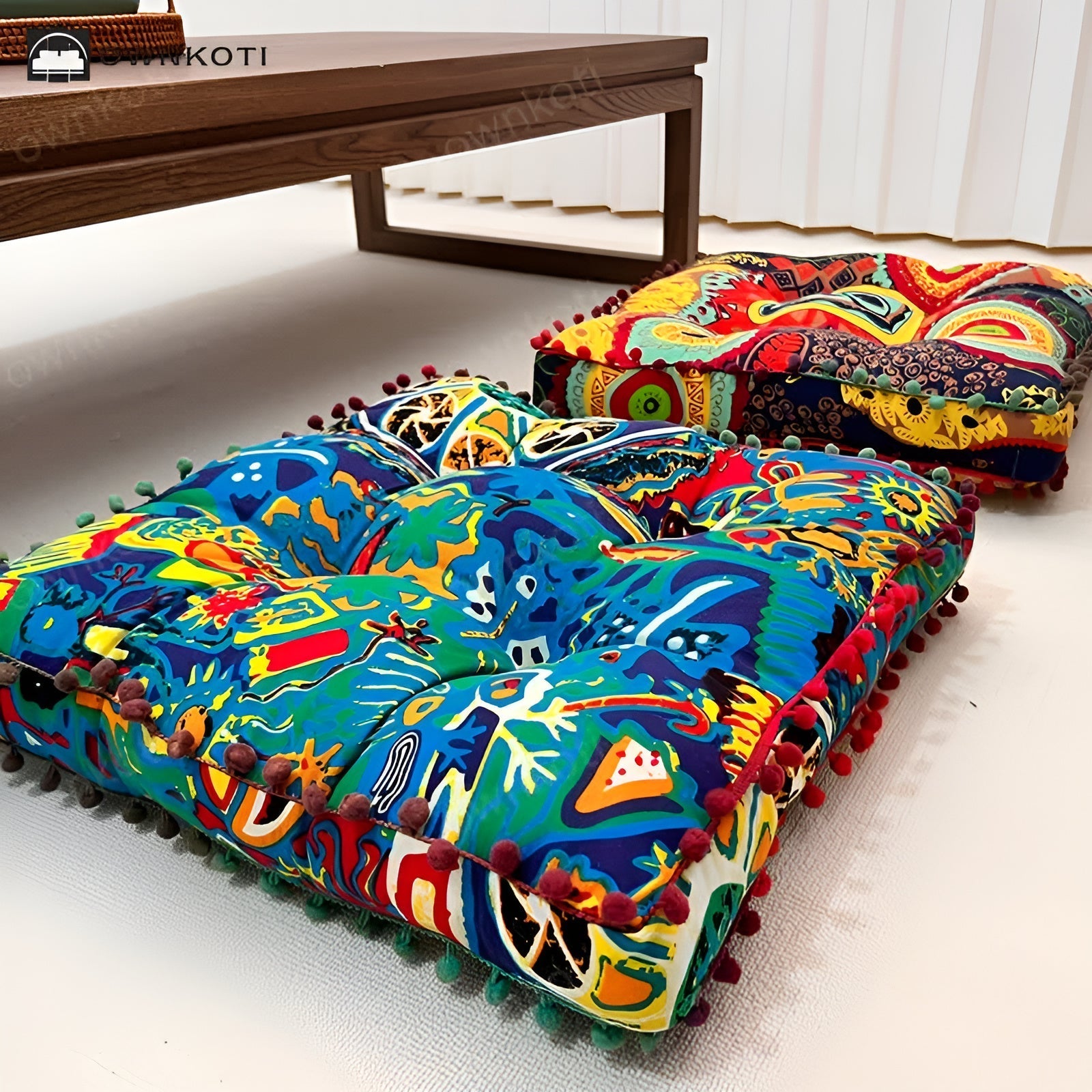 Boho-Stil quadrisches Bodenkissen