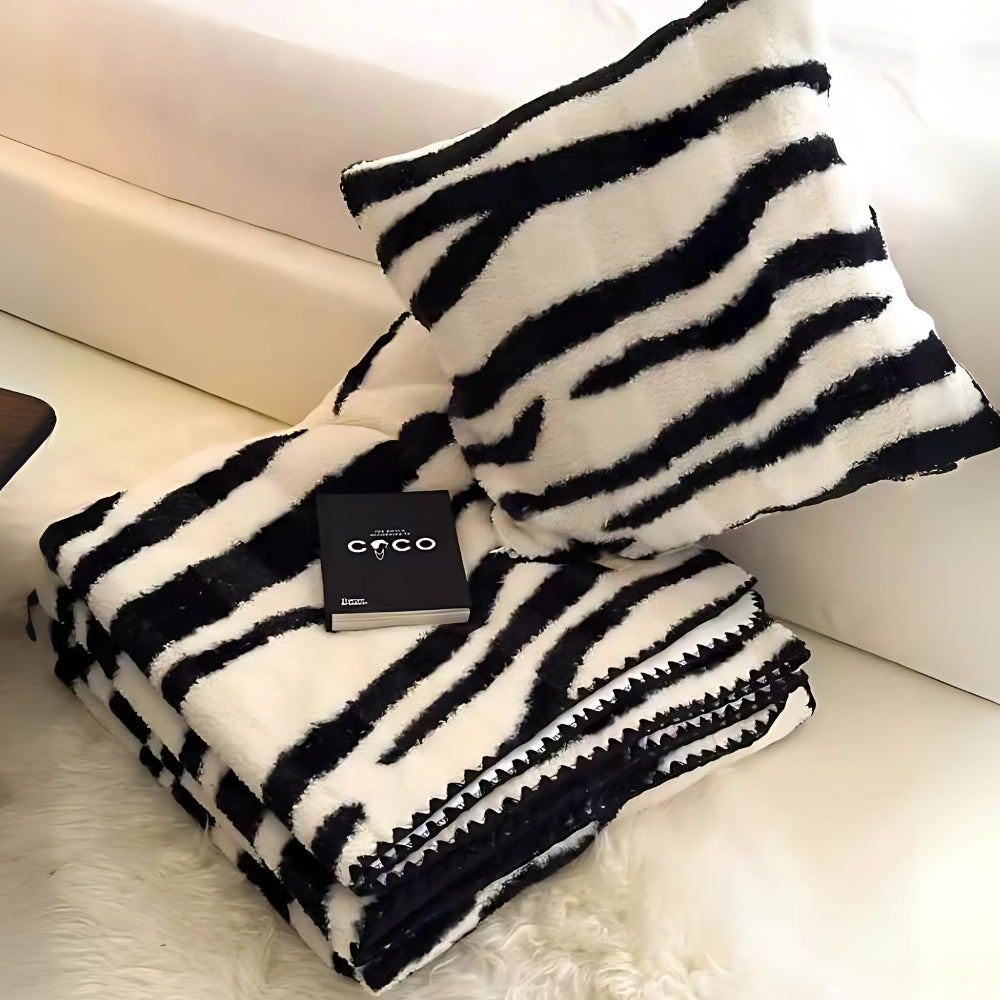Zebra-Print Luxe Kunstfell-Decke