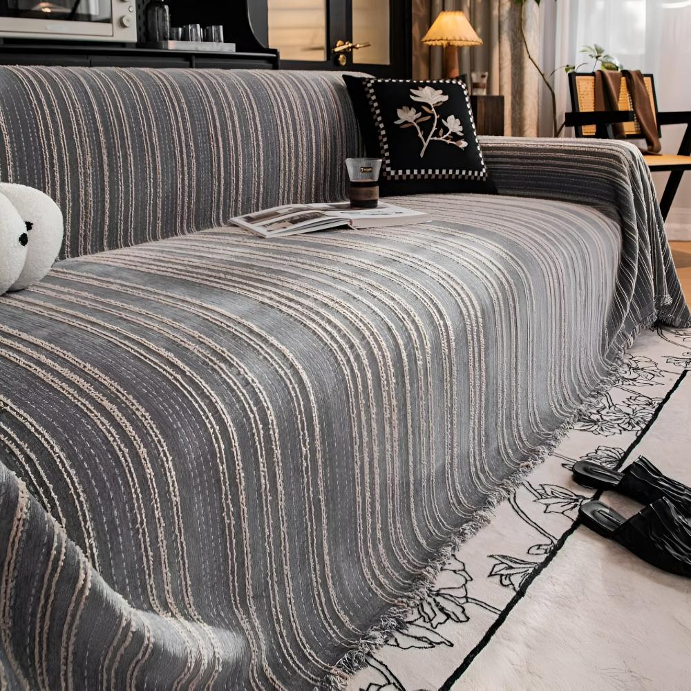 Regal Streifen Chenille Sofaüberwurf