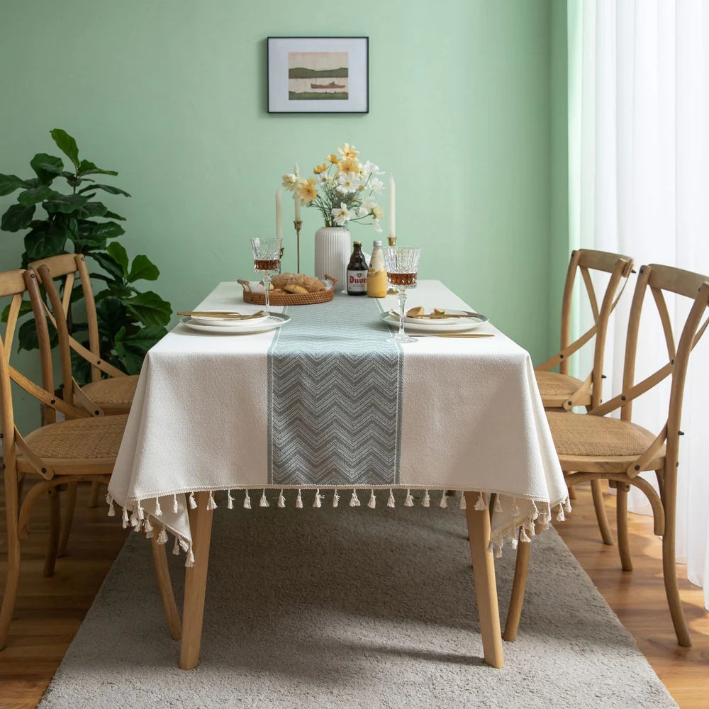 Glisstra Geometrische Quasten-Tischdecke