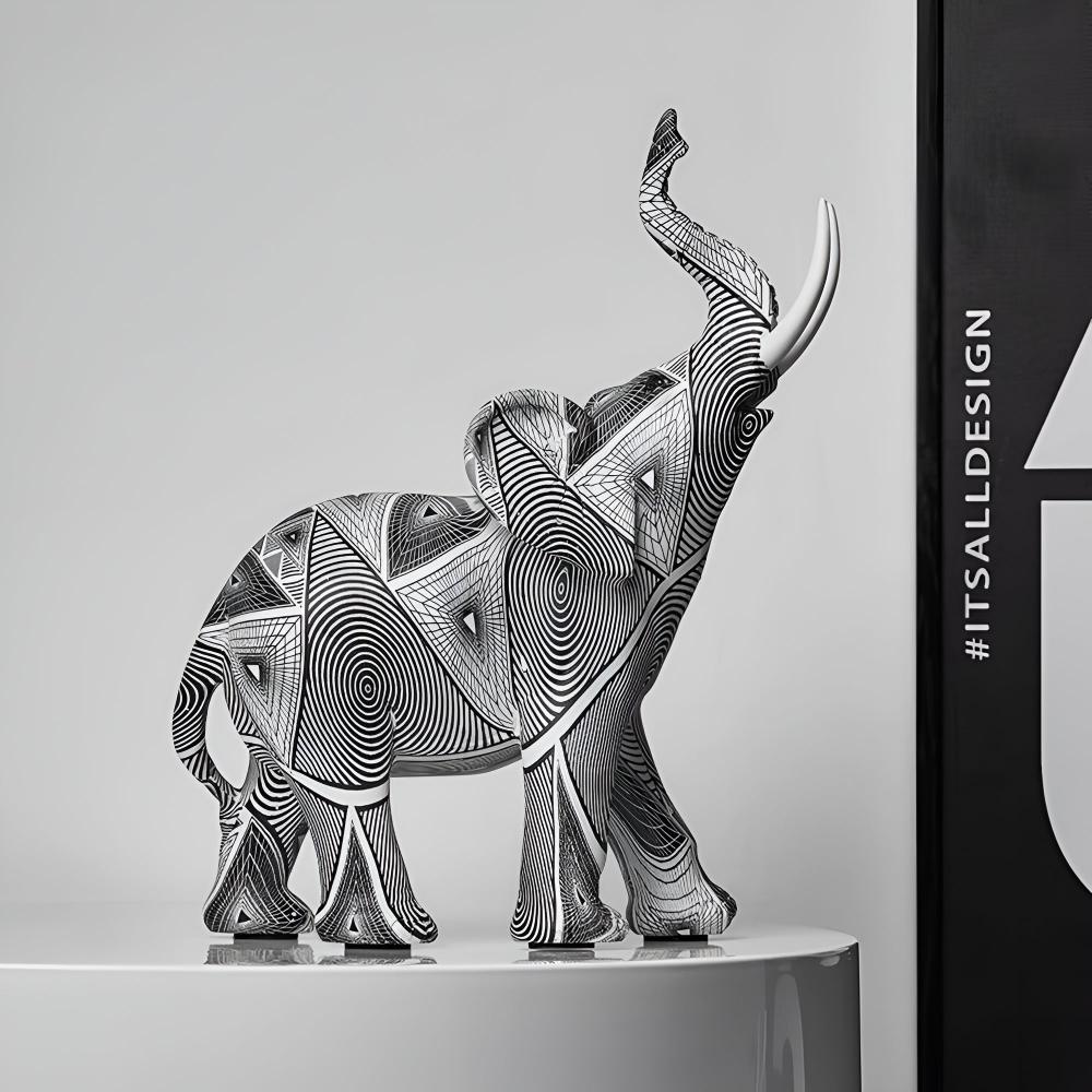Schwarz-Weiße Spiral-Elefant-Figur