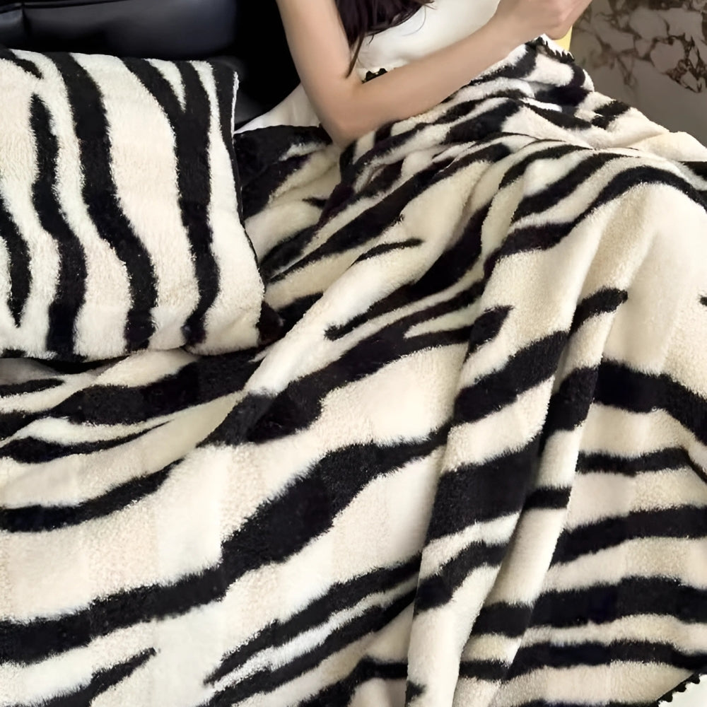 Zebra-Print Luxe Kunstfell-Decke