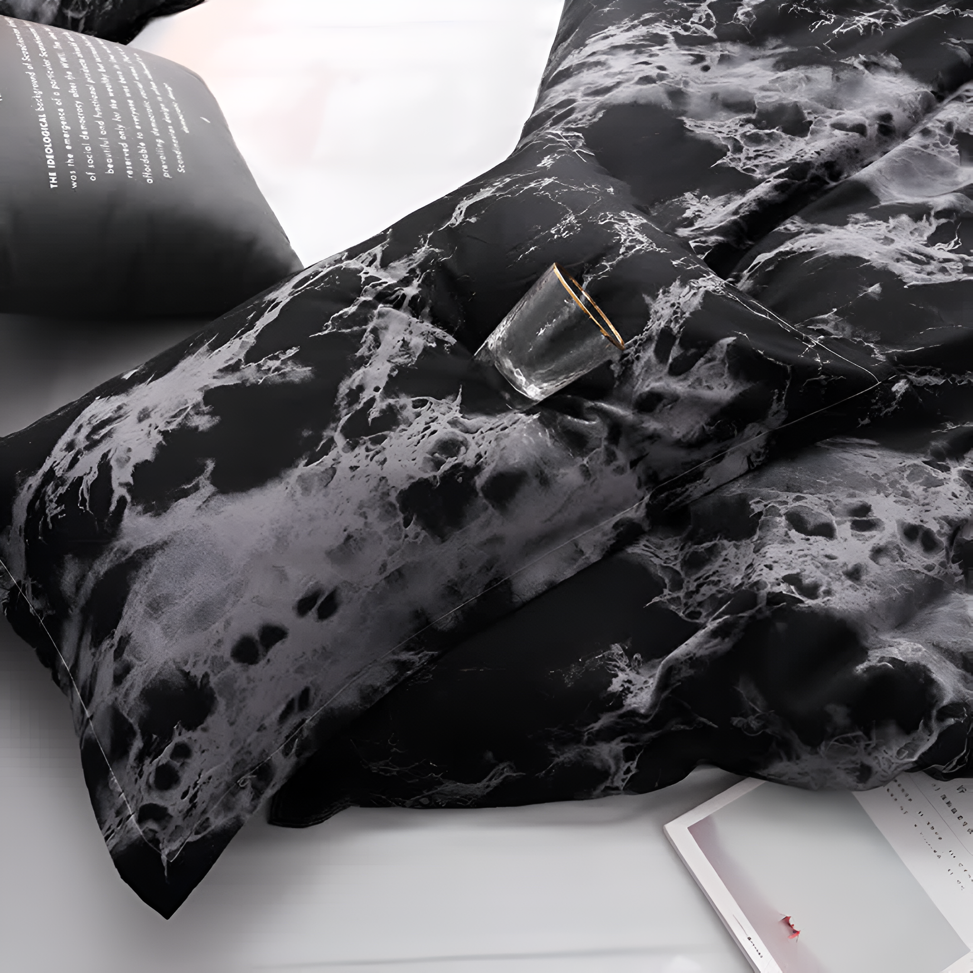 Luxe Schwarzer Marmor | 3-teiliges Bettbezug-Set