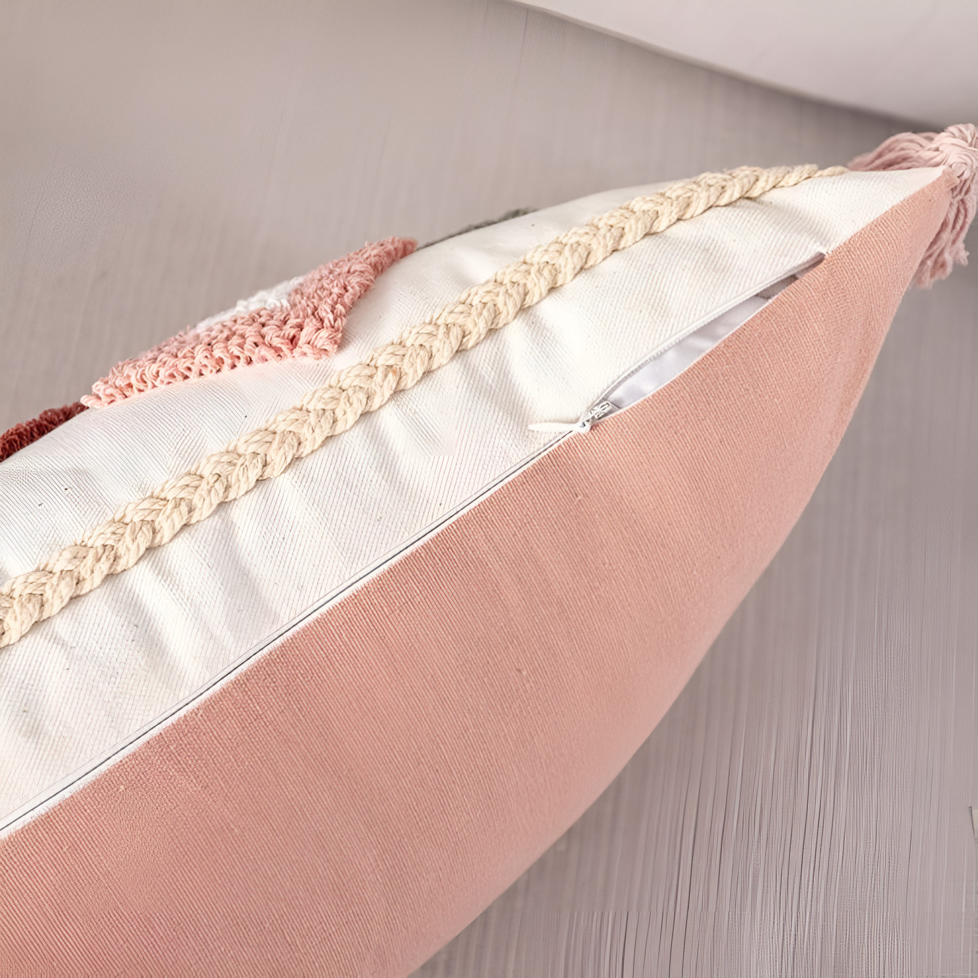 Gepolsterter Bestickter Boho Kissenbezug