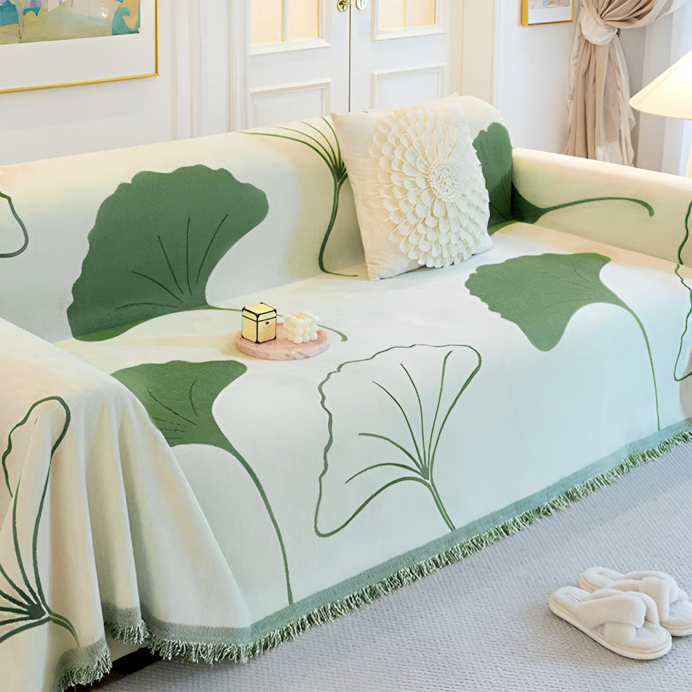 Pastoral Stil Ginkgo Blatt Sofaüberwurf
