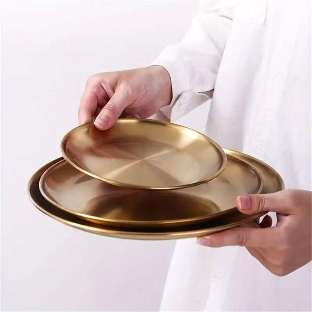 Glänzende Goldene Edelstahl Servierplatten