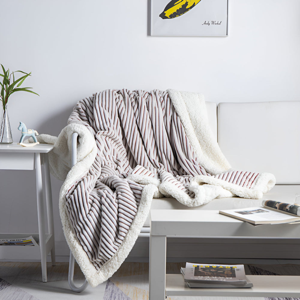 Fluffy Stripes Sherpa-Decke