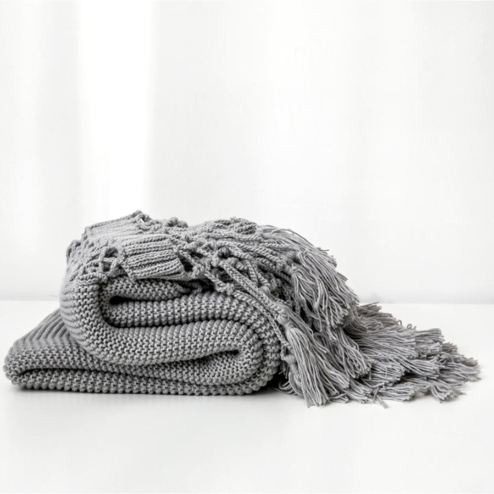 Gemütliche Strickgewebte Quasten-Decke