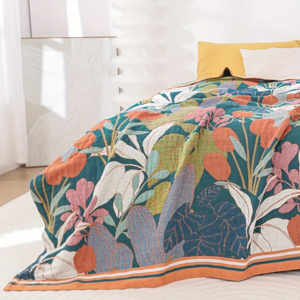 Garten-inspirierte Baumwoll-Gaze-Decke