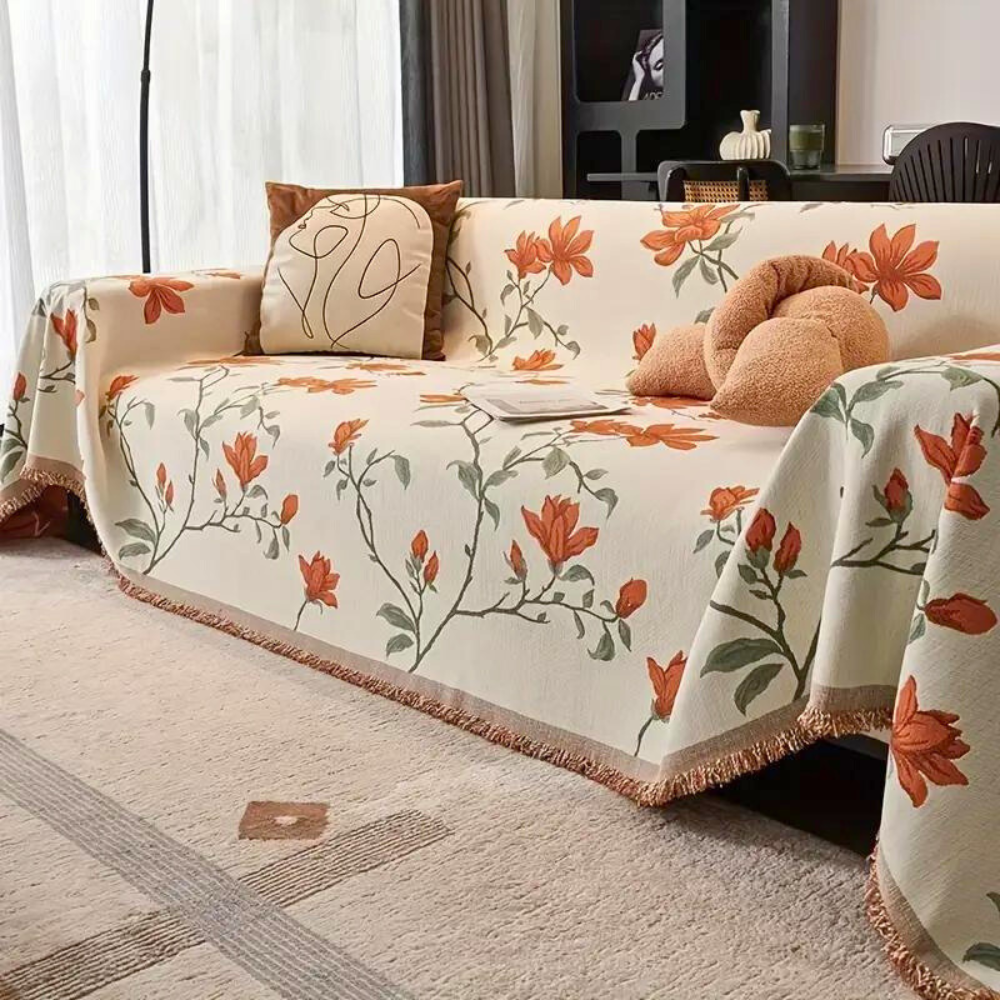 Vintage Blumen Chenille Sofabezug