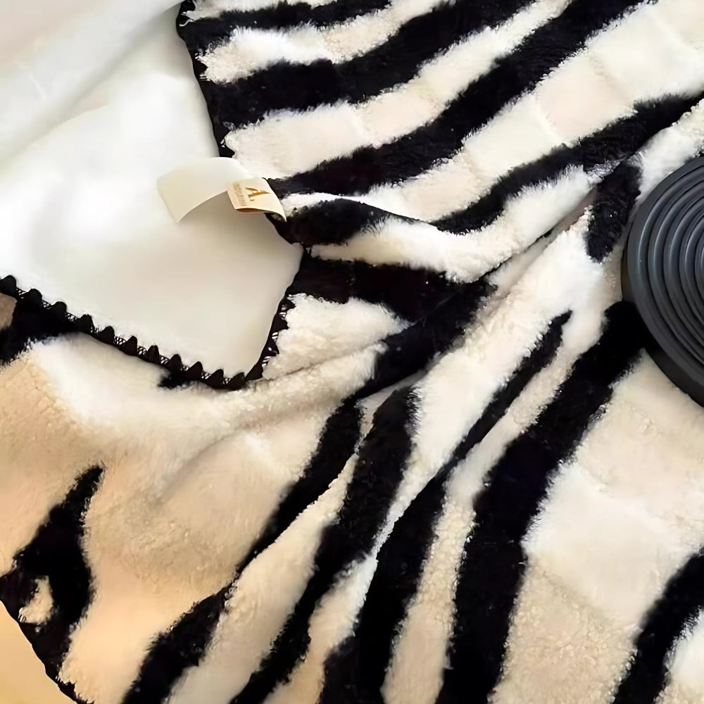 Zebra-Print Luxe Kunstfell-Decke