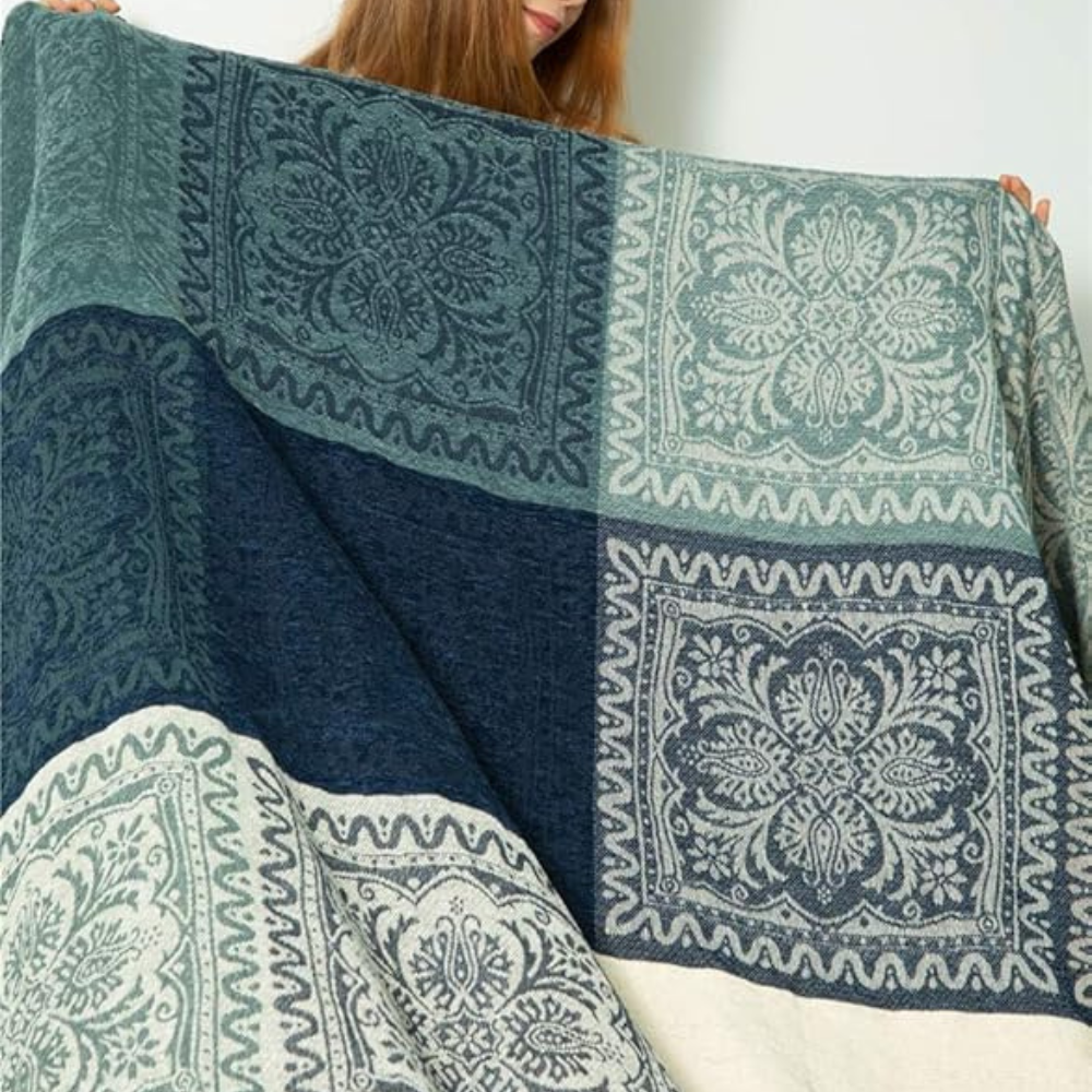 Florale Quasten Strick Bohemian Decke