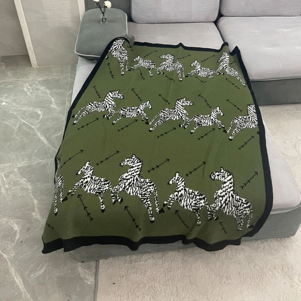 Acryl Vintage Wild Zebra Strickdecke