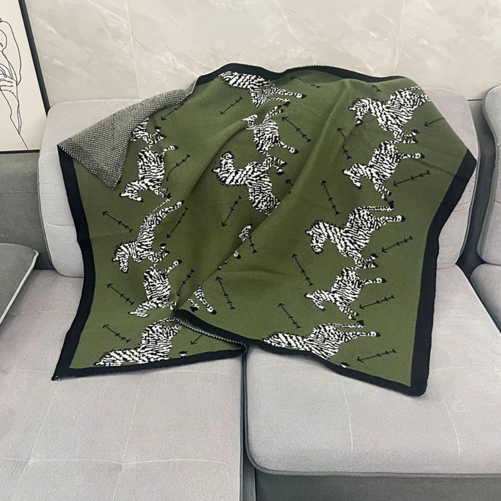 Acryl Vintage Wild Zebra Strickdecke