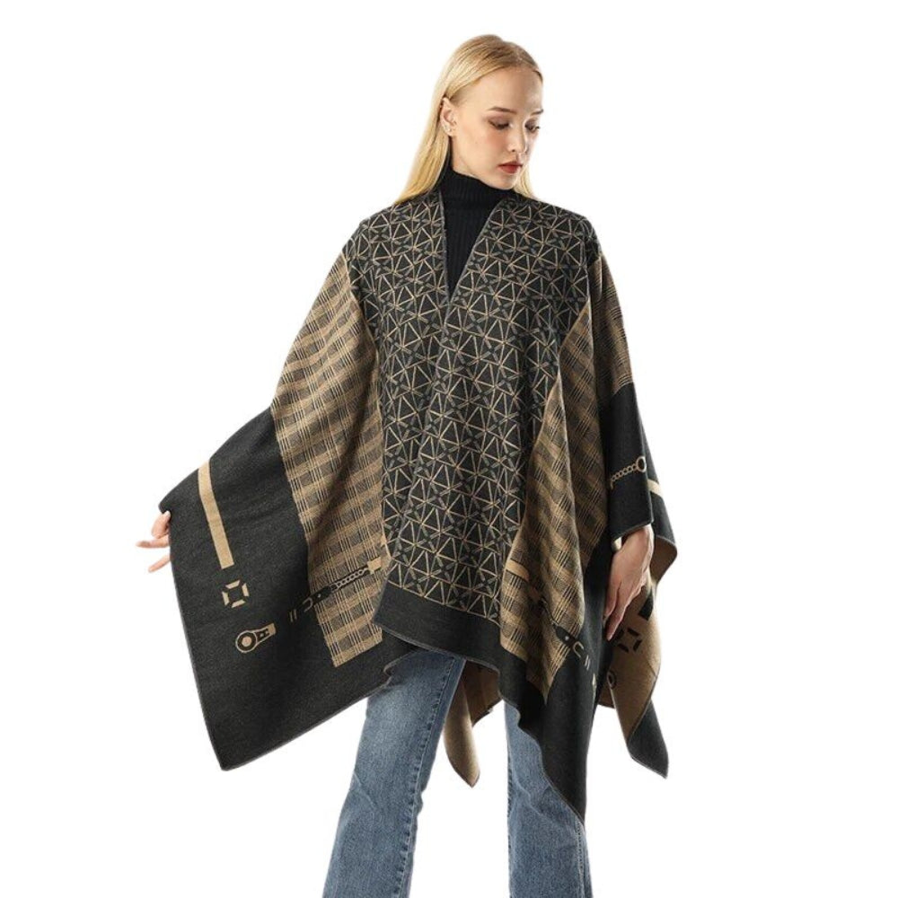 Auron Geometrischer Acryl Poncho Schal