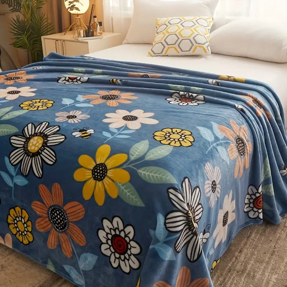 Bloombee Retro Blumenweiche Decke