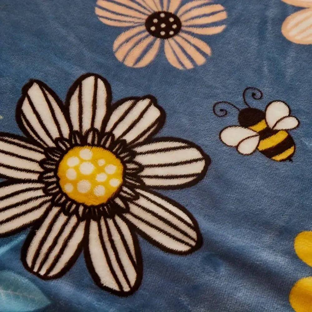 Bloombee Retro Blumenweiche Decke