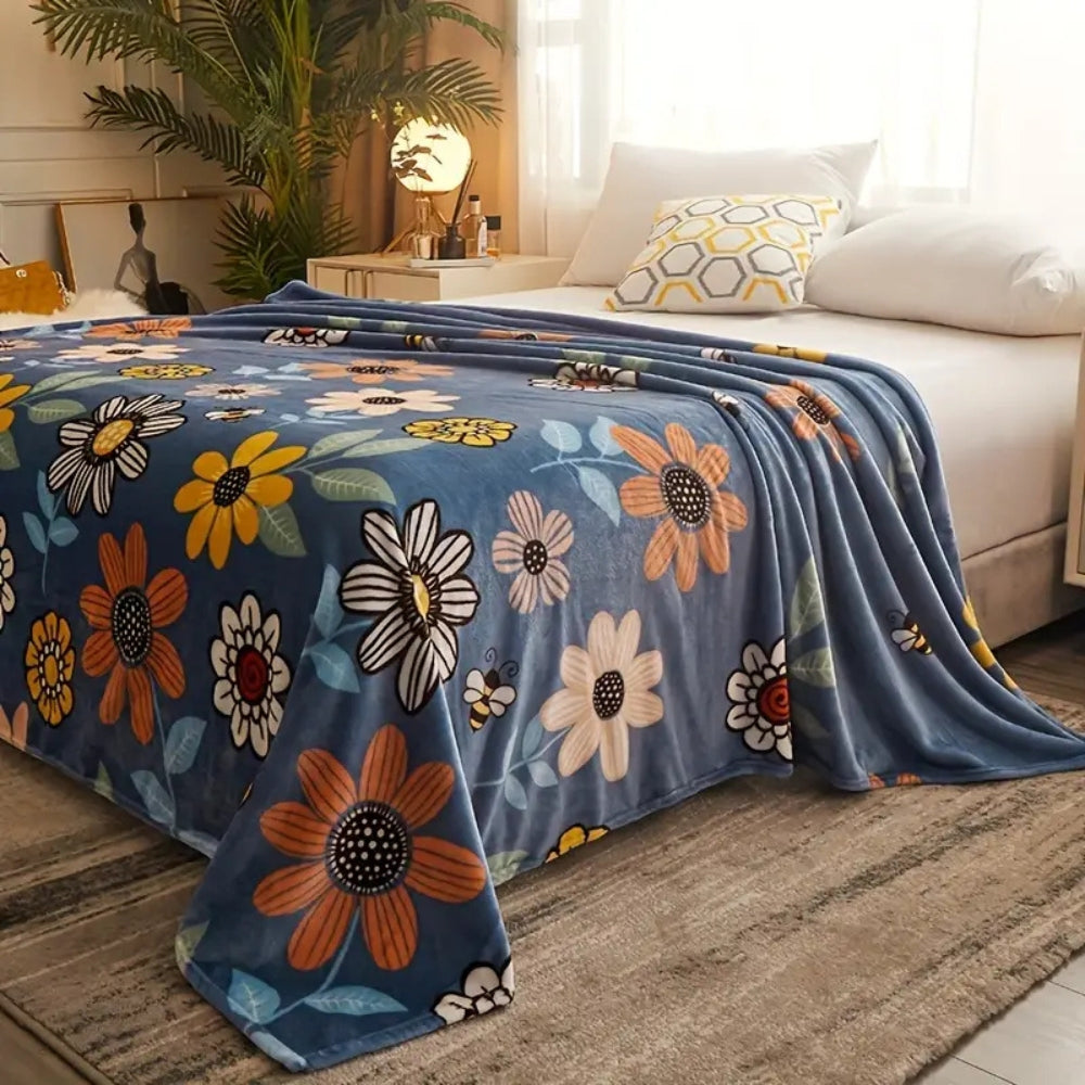 Bloombee Retro Blumenweiche Decke