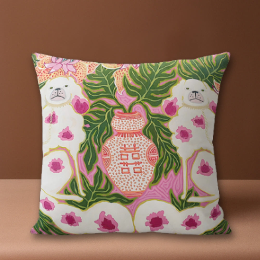 Blush Pink Hund Quasten Kissenbezug